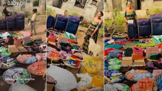 "Marry Odogwu that can pay in full": Nigerian lady brags as husband-to-be storms her house with loads of goods