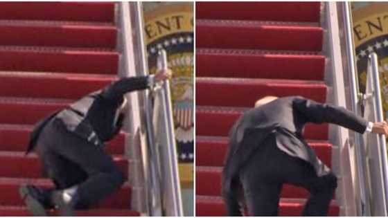 Serious apprehension as President Biden falls multiple times while climbing steps