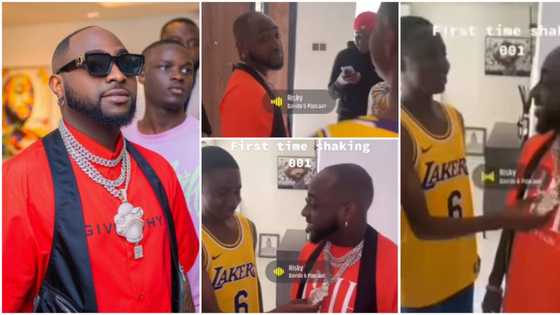 “Humble soul”: Video trends as Davido allows young fan touch his diamond necklace after he asked nicely