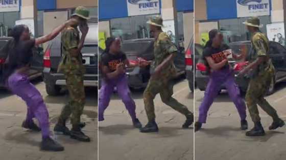 “Ki Je Ki Gwada a Bariki”: Budurwa Ta Kwace Waya Daga Hannun Soja, Bidiyon Ya Yadu