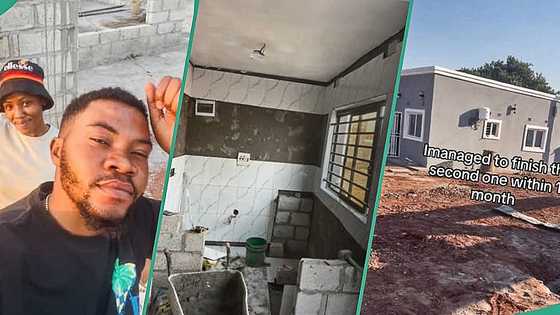 Nigerian man who spent 6 months building 2-room house celebrates in video, flaunts fine interior