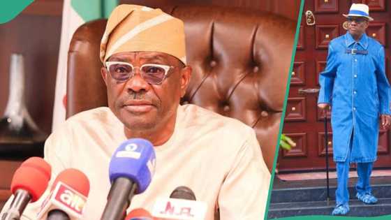 “Our money”: Nigerians react as Tinubu's minister Wike rocks N2m Versace outfit, video trends