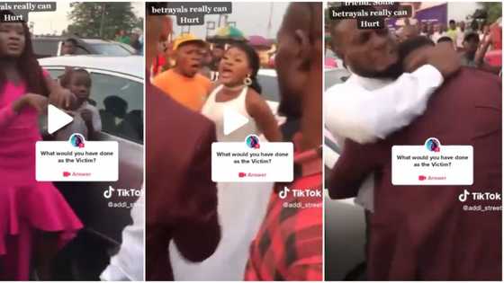 "You dey mad?": Bride screams on the road as she discovers her bestie slept with groom a day to their wedding