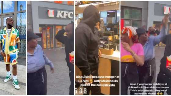 Video shows cute moment two women staff of eatery in Amsterdam recognised Davido in his disguise, one screamed