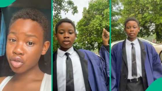 Young Nigerian boy rocks his matriculation gown in video, people react: "So fast?"