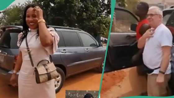 Nigerian lady abroad brings her Oyinbo husband and kids to meet her parents in touching video