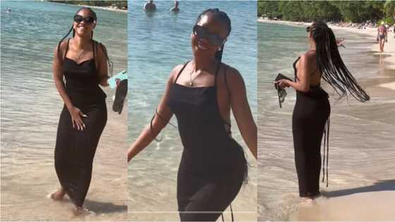 "My missing rib": With captivating black dress & mesmerising shape, stunning girl dazzles many at beach