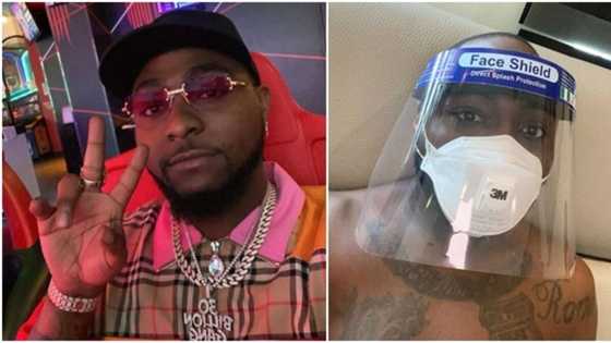 Davido takes no chances with coronavirus as he wears face mask and face shield (photo)