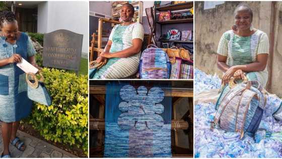 Nigerian woman makes beautiful bags, clothes, shoes from nylon wastes, photos spark reactions