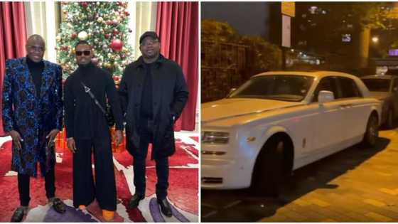 Moment Oba Elegushi, flashy pastor Tobi Adegboyega stormed out in White Rolls Royce to Wizkid's London concert