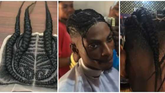 Mixed reactions as man gets braided wig installed in trending video: "I fit breakup with my bf"