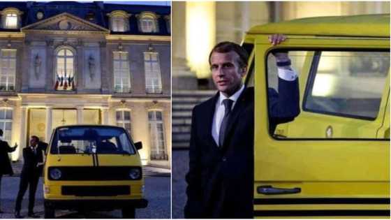 He's in love with Lagos: Reactions as French president Macron poses with danfo, adorable photos go viral