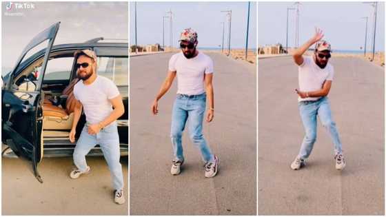"I no be client": Oyinbo man gives smooth legwork to Nigerian song, "abandons" his car on the road in video
