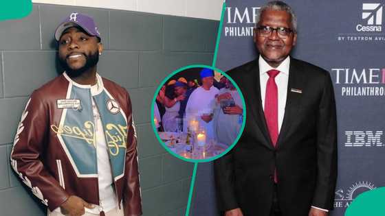 Chivido: Davido reacts to Dangote's interaction with lady at his wedding