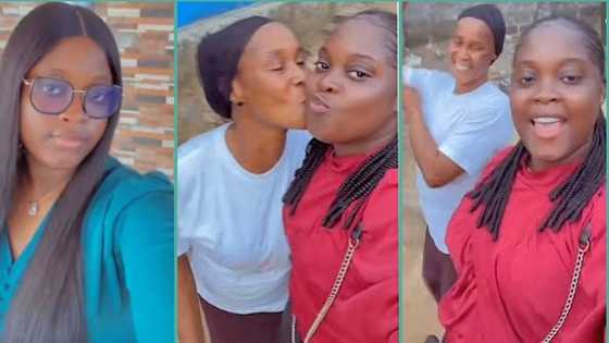 "I bagged the sweetest mother-in-law": Lady blushes as husband's mum kisses her in video