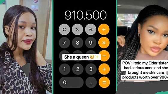 Lady displays skincare products worth over N900k from elder sister, video captures attention