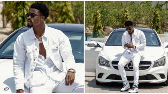 BBNaija star Neo Akpofure shares photo with Benz car gifted to him by fans