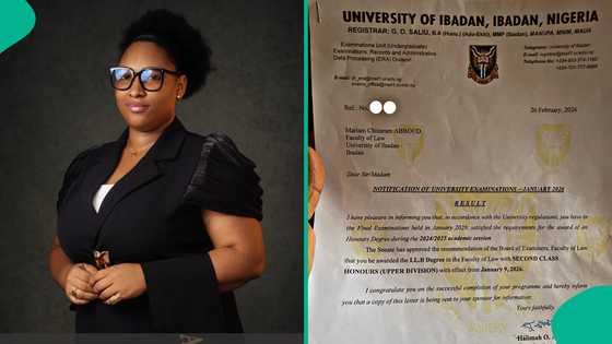 University of Ibadan law graduate who bagged second class upper displays her statement of result