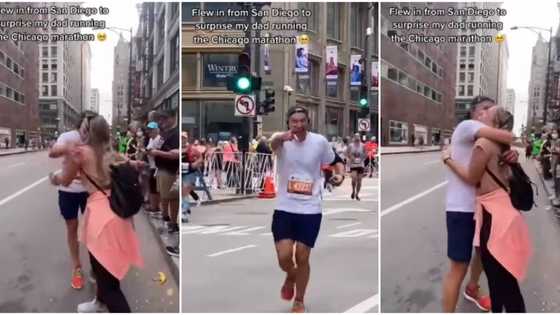 Video shows sweet moment lady flew into a US state to surprise her dad participating in a marathon