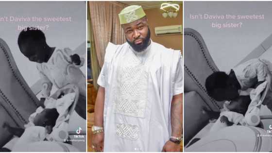 “Sister's bond”: Fans gush as Harrysong shares adorable video of his older daughter pecking her baby sister
