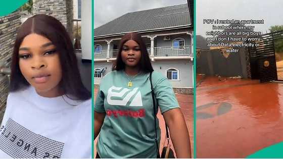 Female student rejoices after renting house and discovering her neighbours are all big boys