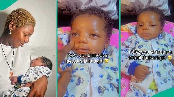 "I gave birth to shakara girl": 3-week-old baby's facial expression leaves everyone in awe as video trends