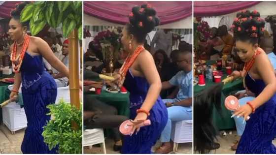 She came prepared: Beautiful bride in blue gown makes guests salivate, gives cool traditional dance in video