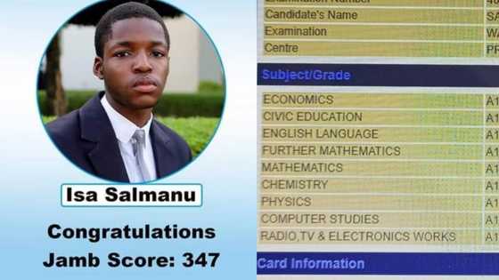 "He scored A1 in 9 subjects": Intelligent Nigerian boy smashes WAEC with 9As, scores 347 in JAMB-UTME