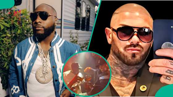 Moment Davido’s bodyguard inspects singer’s drink sparks reactions: “He no trust people around 001”