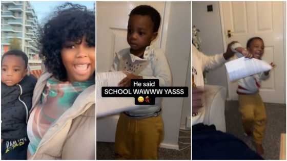 Nigerian kid runs around in joy after getting admission into UK nursery school, family celebrates