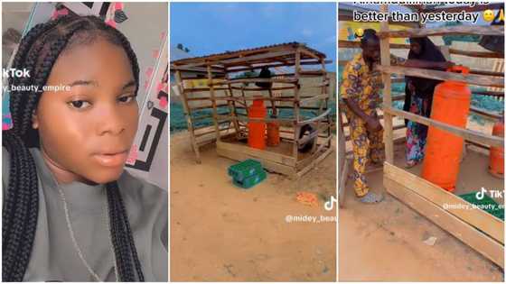 Nigerian lady opens small gas shop for herself, praises God for the blessing