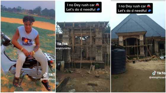 "Na man you be": Young Nigerian man builds house with cool parapet instead of buying car, roofs building