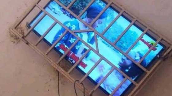 Massive reactions trail photo of television under lock and key as movie is being shown