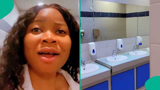 "I came in here to pee": Nigerian lady in UK cries out in video after she was locked in toilet