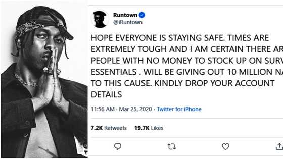 Coronavirus: Runtown donates N10m to fans, tells them to buy foodstuff and survival essentials