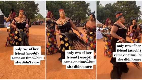 "These two are her real friends": Nigerian bride reacts as only 2 bridesmaids show up on time for her wedding