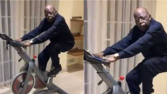 Video emerges as Bola Tinubu shows off strong exercise skills