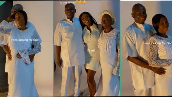 Cute video as Nigerian couple come back together 30 years after separation, excite their daughter