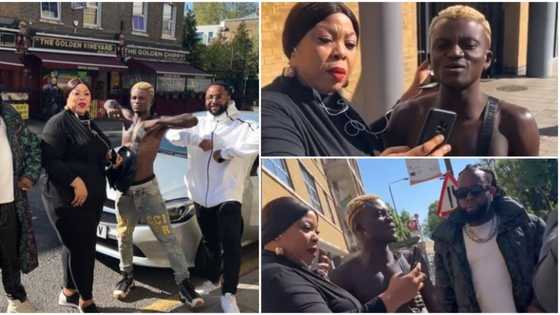 Portable goes shirtless as he arrives in London, excited fans recognise him on the street, rush to take photos