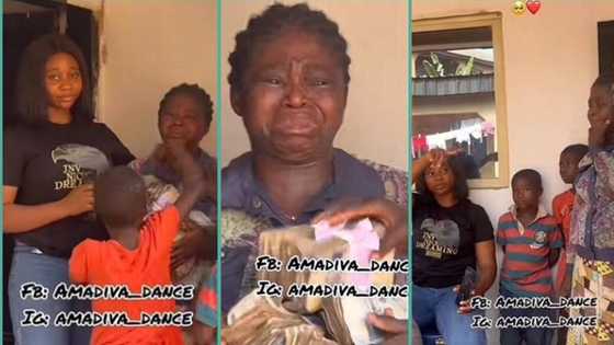 "Her husband left her 7 years ago": Woman in tears as kind-hearted lady gifts her cash in touching video
