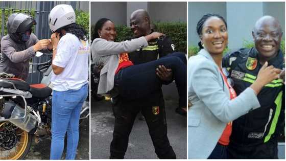Is she riding to Seme? London to Lagos biker shares photo of Zenab kitted close to a power bike, fans react