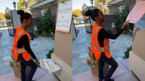 See moment delivery woman helps this wife to hide her package from husband (video)