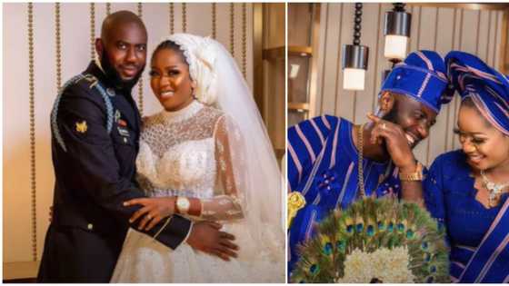 It's tacky: Reactions as actress Olayinka Solomon 'grinds' hubby at wedding reception in front of parents
