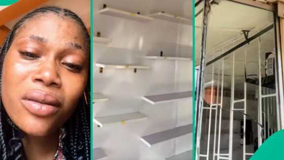 Lady in tears as theives break into new shop weeks after taking loan to launch it: "Cruel world"