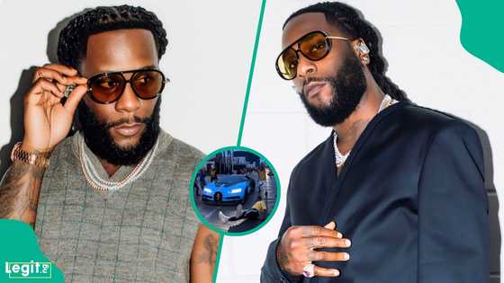 Burna Boy almost in trouble as fan falls in front of his moving ₦9bn Bugatti, sparking reactions