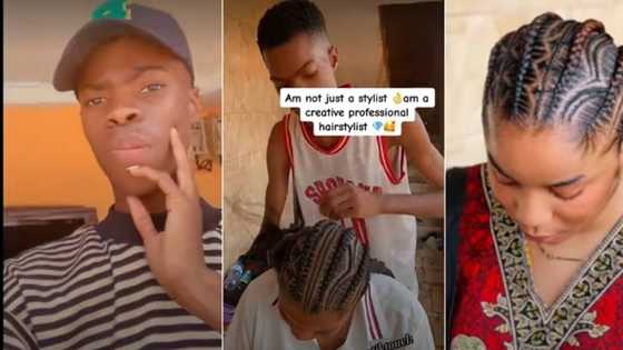 "Too clean and neat": Nigerian man braids lady's hair in viral video, gets accolades