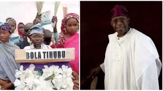 Bidiyon Karamin Yaro Yayi Shiga Sak Tinubu, Yana Jawabi Zagaye da Hadimai