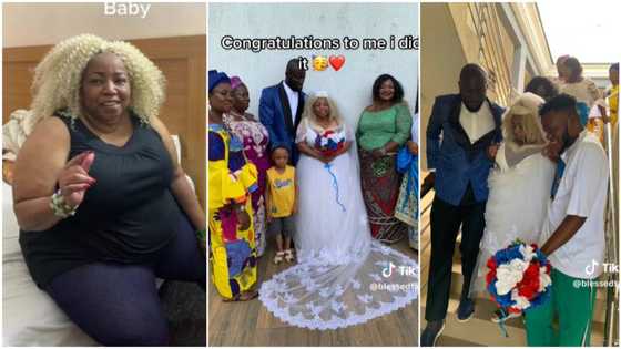 "Visa is sure": Woman flies down from America to Nigeria, marries young handsome man in video