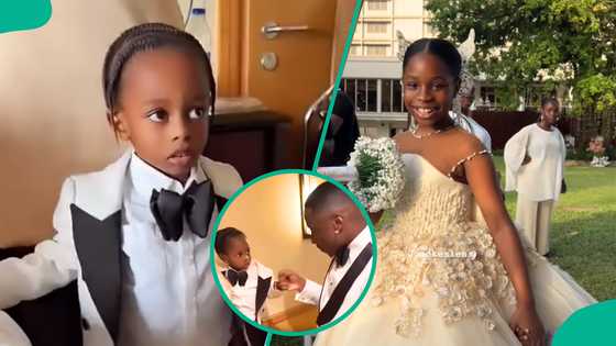 JP25: Mohbad’s son Liam as ring bearer, rocks same suit as Juma Jux, Davido's Imade on bridal train