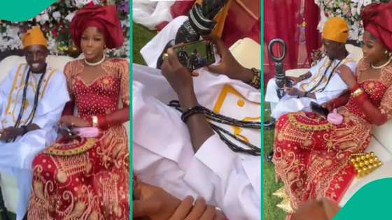 Video shows Nigerian groom watching football on phone at his wedding, ignores bride: "Red flag"